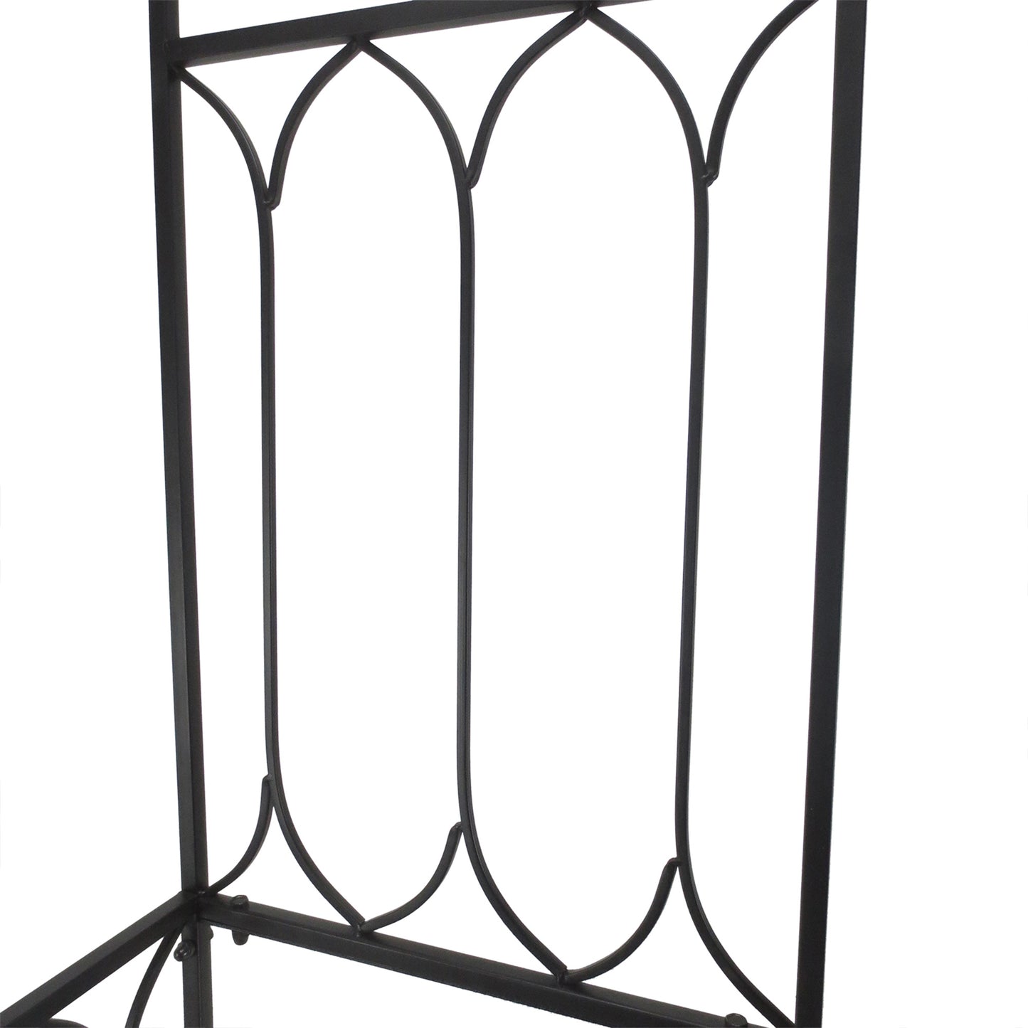 80" Tall Fairy Garden Arbor Arch with Bench Metal Outdoor Plant Climbing Support Trellis with 2 Seater Bench for Rose Vines Black
