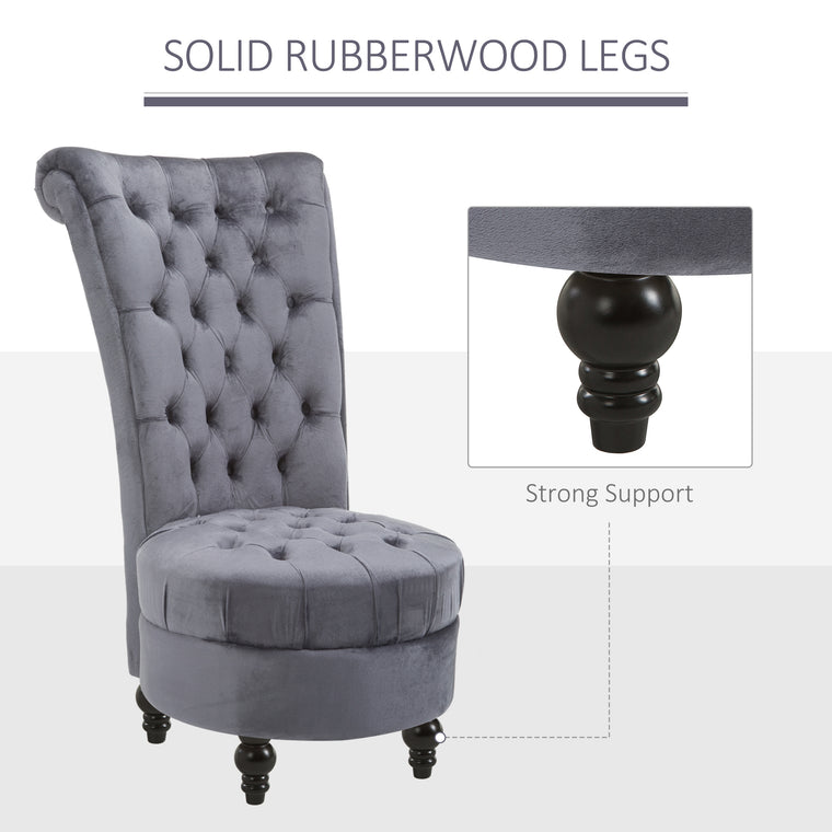 45" Tufted High Back Velvet Accent Chair - Ash Grey