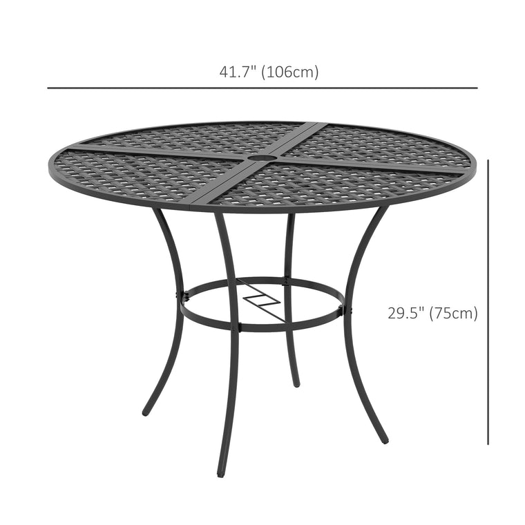 42" Round Metal Dining Table with Umbrella Hole