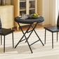 Foldable Round Patio Table for 4, Outdoor Dining Table with HDPE Tabletop and Steel Frame, Dark Grey