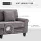 Modern 3 Seater Sofa, Corduroy Fabric 3 Seater Couch with Pine Wood Legs and Rolled Armrests for Living Room, Light Grey