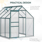 6' x 8' x 6.5' Polycarbonate Greenhouse, Walk-in Green House with Adjustable Roof Vent Galvanized Base Sliding Door Rain Gutter for Outdoor Garden Backyard, Green