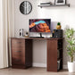 Computer Desk, 47" Writing Table with 3-Tier Shelves and 3 Reversible Drawers for Home Office, Bedroom, Walnut