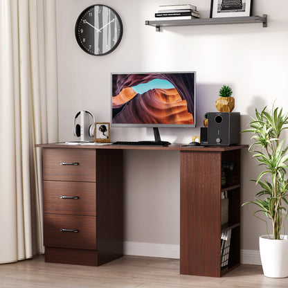 47" Computer Desk with Shelves and Drawers - Walnut