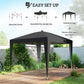 10 x 10 ft Pop Up Canopy Tent with Central Light, UPF 50+ Instant Portable Canopy Shelter with Remote, Black