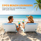2 Pieces Beach Lounge Chair, Outdoor Folding Chaise Lounge Set w/ Pillow for Sunbath, Snap, Beige