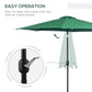 10' x 8' Round Market Umbrella, Patio Umbrella with Crank Handle and Tilt, Outdoor Parasol for Garden, Bench, Lawn, Green