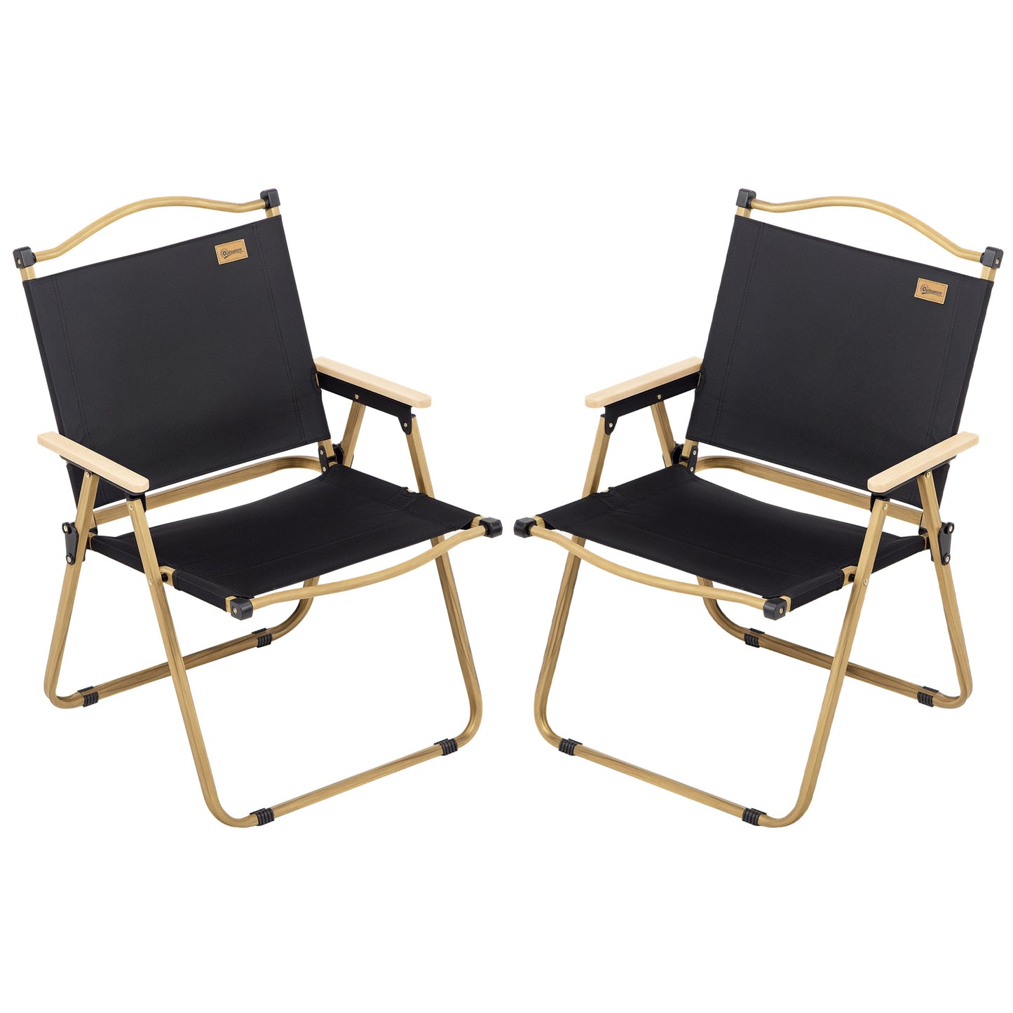Set of 2 Camping Chair, Lightweight Folding Chair, Portable Armchairs, Excellent for Festivals, Fishing, Beach and Hiking, Beige