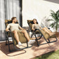 Folding Garden Chairs Set of 2, Reclining Zero Gravity Chair, Sun Lounger with Cushion and Headrest, Khaki