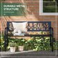 49" Metal Outdoor Bench Patio Bench with Curved Arms and Slatted Seat for Patio, Backyard, Lawn