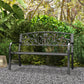 50" 2-Seater Garden Bench Chair, Outdoor Blossoming Pattern Garden Decorative Loveseat Bench for Yard, Lawn, Porch, Black