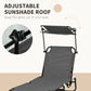 2 Piece Folding Outdoor Chaise Lounges, Pool Tanning Chairs with Reclining Back, Sunshade for Beach, Patio, Dark Grey