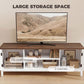 TV Stand for TVs up to 65 Inch, Entertainment Center with 2 Open Shelves, 2 Cabinets, Thick Top, White and Brown