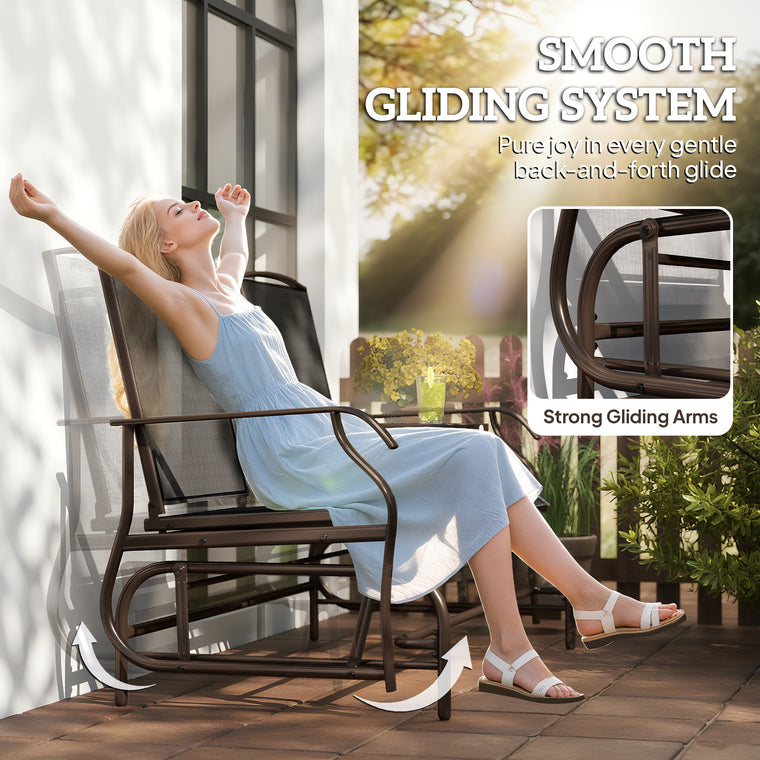 2-Person Patio Glider Rocking Chair Loveseat Bench - Black