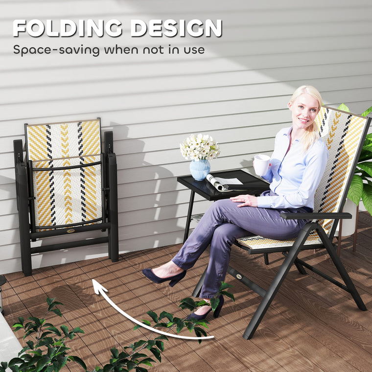 Wicker Chairs with 5-Position Backrest, Set of 2