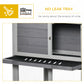 62" Wooden Rabbit Hutch with Wheels, Run Box, Tray, Ramp for Small Animals, Guinea Pig, Indoor Outdoor Use, Light Grey