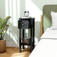 Nightstand Set of 2 with Drawer and Open Storage Shelf Black