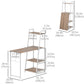 Computer Desk with Storage Sheves and Foldable Tabletop, Writing Desk for Home Office and Study, White, Natural