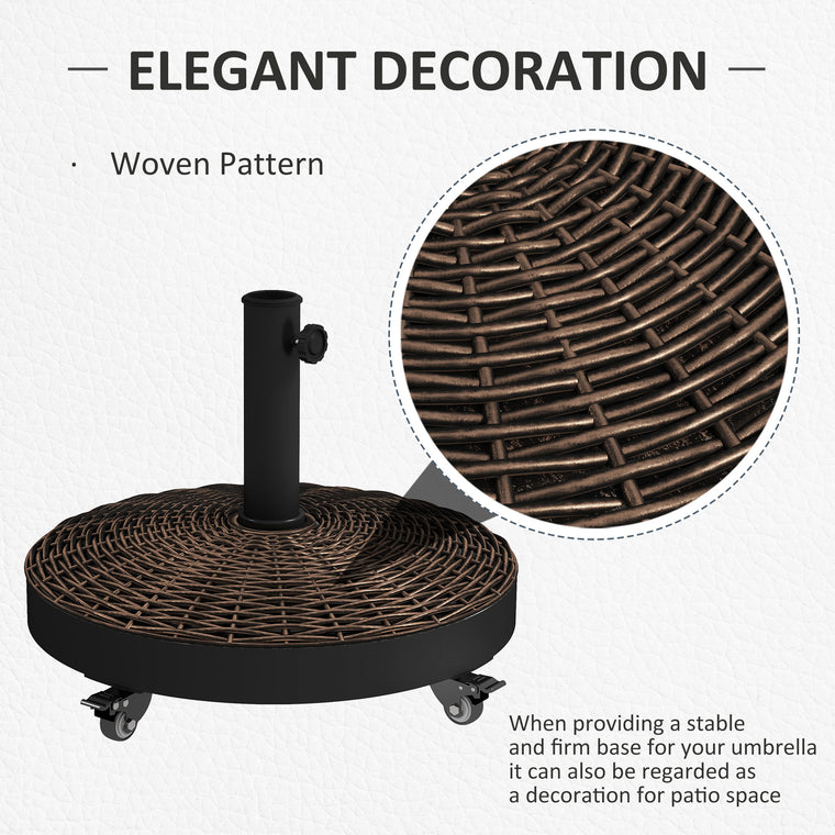 20.5" Bronze Resin Round Parasol Base with Wheels