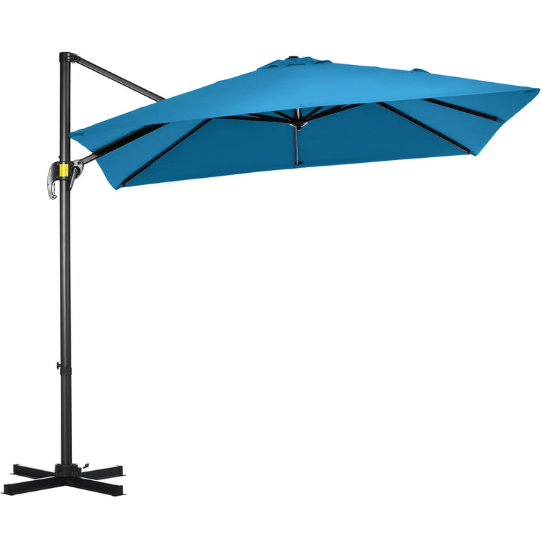 8' x 8' Turquoise Aluminum Offset Umbrella with 360° Rotation