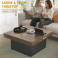 Square Coffee Table with 16-Colour LED Lights, 35-inch Modern Center Table for Living Room, Walnut