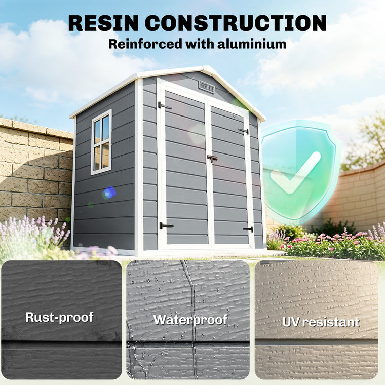 6' x 4.5' Plastic Garden Shed with Double Doors and Vents