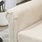 Vintage Loveseat, Upholstered Love Seat Furniture, Fabric 2 Seater Sofa with Rolled Arms, Rubber Wood Legs, Beige