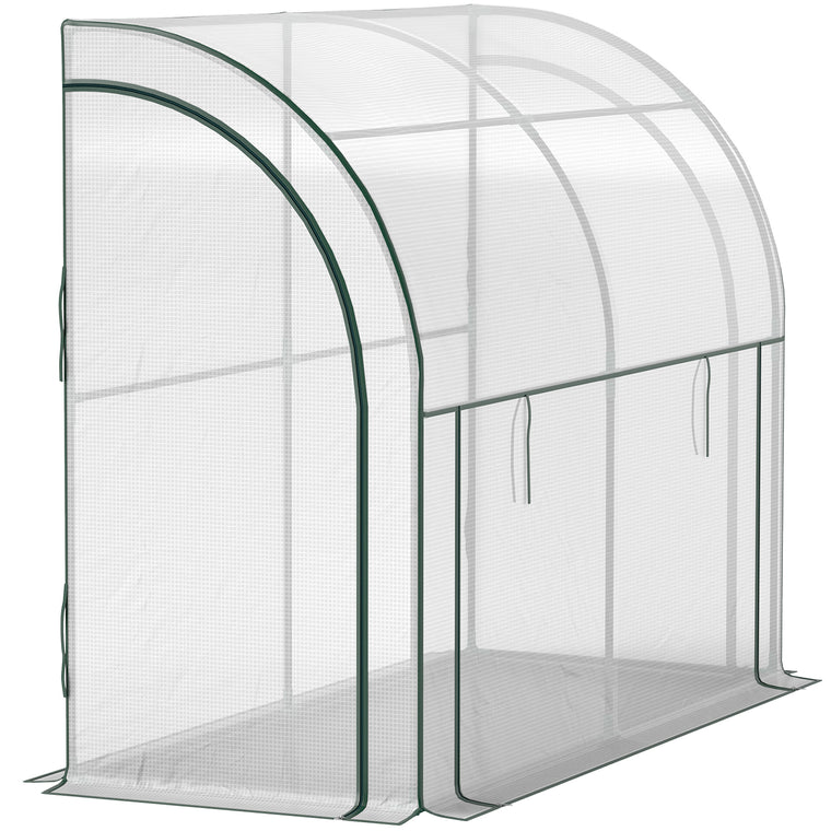 Walk-In Lean-To Greenhouse with Roll-Up Doors & Window