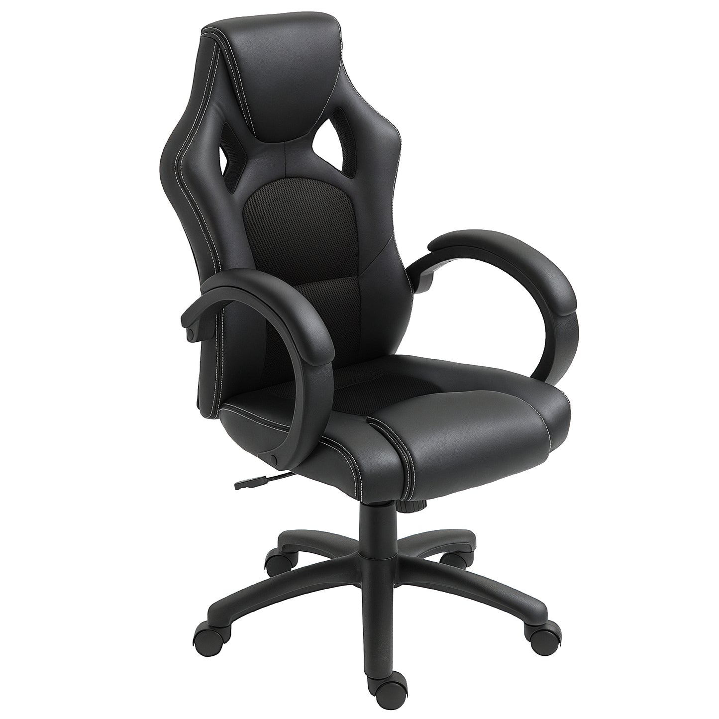 Racing Gaming Chair Office Chair Computer Desk Gamer Chair with Swivel Wheels, Padded Headrest, Tilt Function, Black