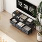TV Stand with Charging Station, TV Table with 3 Foldable Linen Drawers and Open Shelf for 55 Inch Television, Black