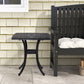 21" Square Outdoor End Table, Cast Aluminum Patio Side Table with Umbrella Hole for Garden, Balcony, Poolside, Black