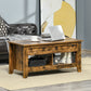 Lift Top Coffee Table with Hidden Storage Compartment and Open Shelves, Lift Tabletop Pop-Up Center Table for Living Room, Brown