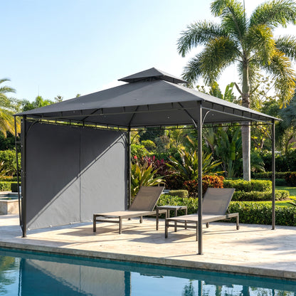 126" x 126" Dark Grey Patio Gazebo with Double Roof