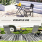 27.5" Square Outdoor Patio Table, Outdoor Folding Table with Grid Rattan-Like Top for Camping, Picnic, Black
