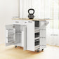 Kitchen Island on Wheels with Wood Drop Leaf, Charging Station, Rolling Kitchen Cart with Adjustable Shelf, White