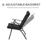 Foldable Lounge Chair, Fabric Upholstered Recliner, Outdoor Lounger with Armrest, Metal Frame for Backyard, Blue