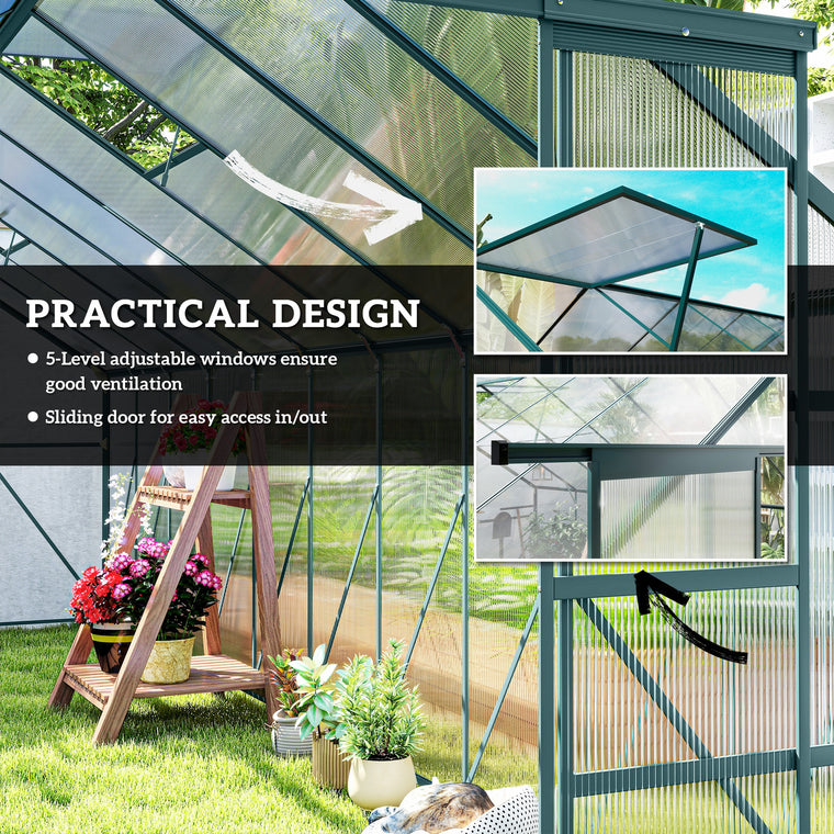 20' x 8' Aluminum Greenhouse with Rain Gutter and Sliding Door