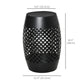 12" Steel Patio End Table, Round Hollow Drum Side Table, Accent Table for Indoor and Outdoor, Black