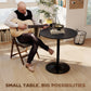 27.6" Round Kitchen Table for 2, Modern Small Dining Table with Wood Veneer, Steel Base for Dining Room, Black