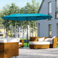 15ft Double-sided Patio Umbrella with Twin Canopy, Extra Large Outdoor Parasol with Crank for Pool, Deck, Market, Sky Blue