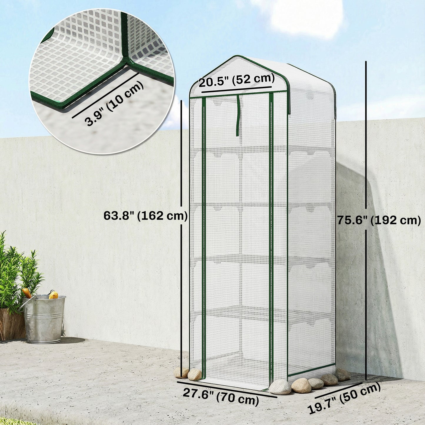 Mini Greenhouse with Screen Roof, Portable Small Greenhouse with Roll-Up Zipper Door