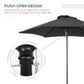 6.6FT Patio Umbrella, Outdoor Parasol with 6 Solid Ribs, Black