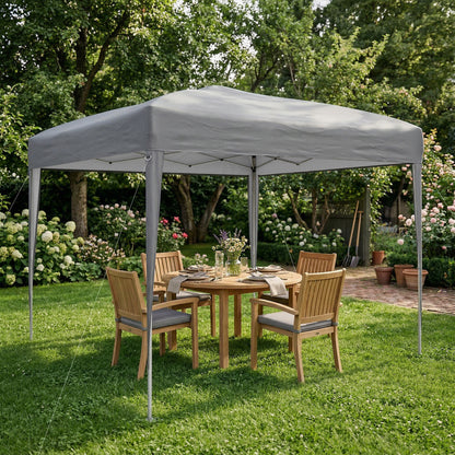 10' x 10' Grey Folding Pop-Up Canopy Tent with Carrying Bag