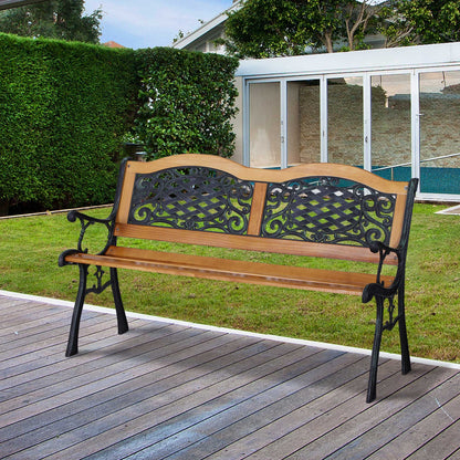 Natural Wood 50" Garden Bench with Metal Frame