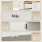 Sideboard Buffet Cabinet with Storage, 27" Kitchen Cabinet with Adjustable Shelf, 2 Drawers and 2 Doors, Coffee Bar Cabinet with Rubberwood Tabletop, White