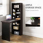 Fold-out Convertible Office Desk, Wall Mount Computer Desk with Blackboard and Side Shelf, Brown