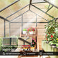 6' x 8' x 6.4' Polycarbonate Greenhouse, Aluminum Walk-In Green House Kit Garden, Plants Grow with Rain Gutter and Roof Vent, Charcoal Grey
