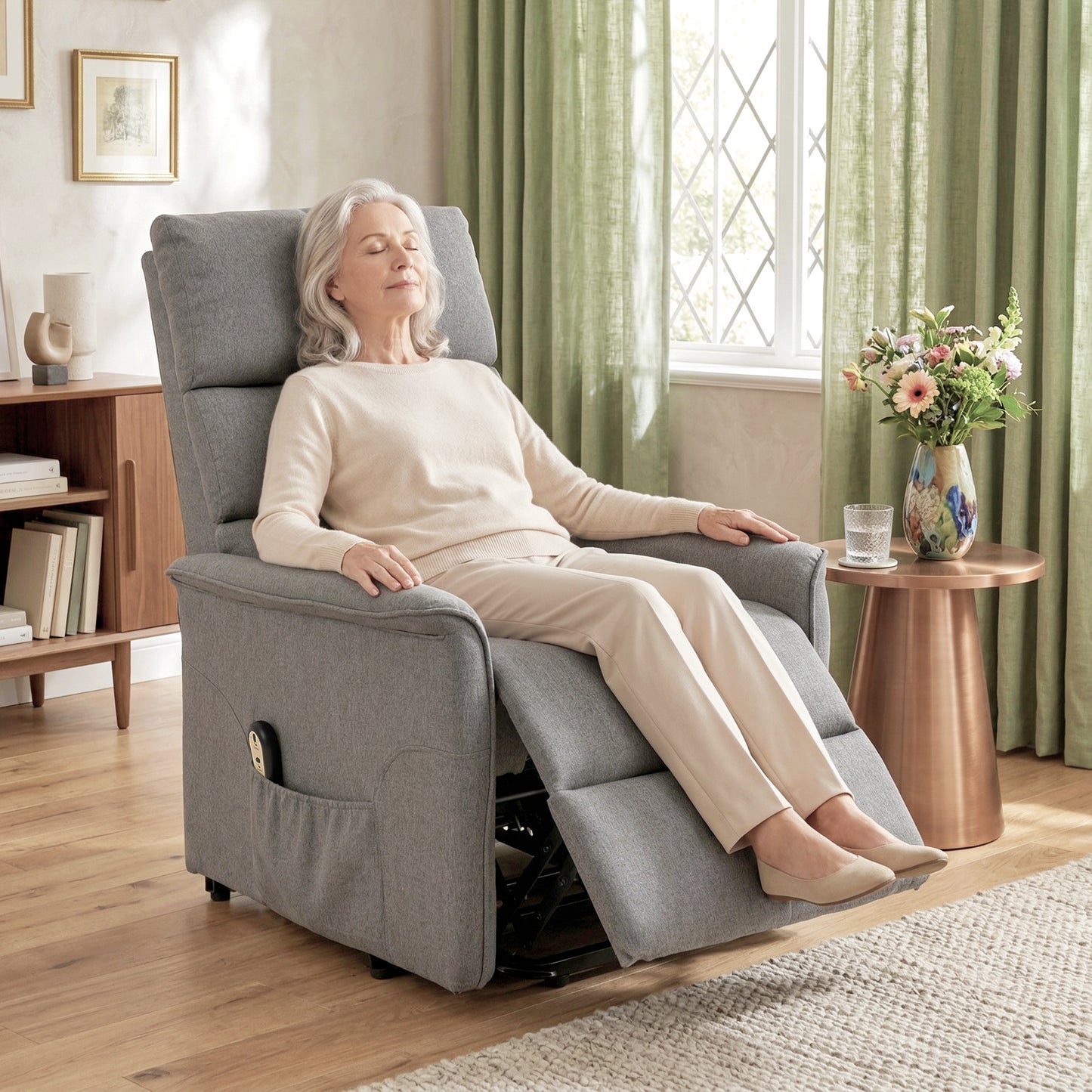 Lift Chair for Elderly, Power Chair Recliner with Remote Control, Side Pockets for Living Room, Dark Grey