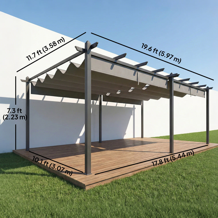 11.7' x 19.6' Aluminum Retractable Pergola Canopy