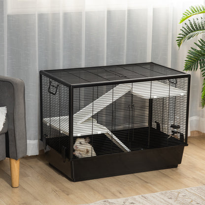 31.5" x 19" x 23" Black 3-Tier Hamster & Guinea Pig Cage